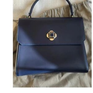 Elie Saab Midnight Blue Satchel with Gold Accent